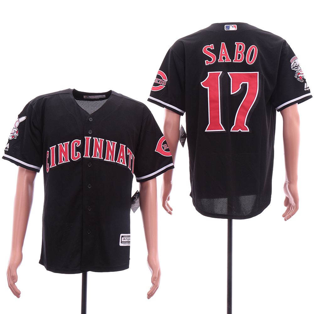 Men Cincinnati Reds #17 Sabo Black Game MLB Jerseys